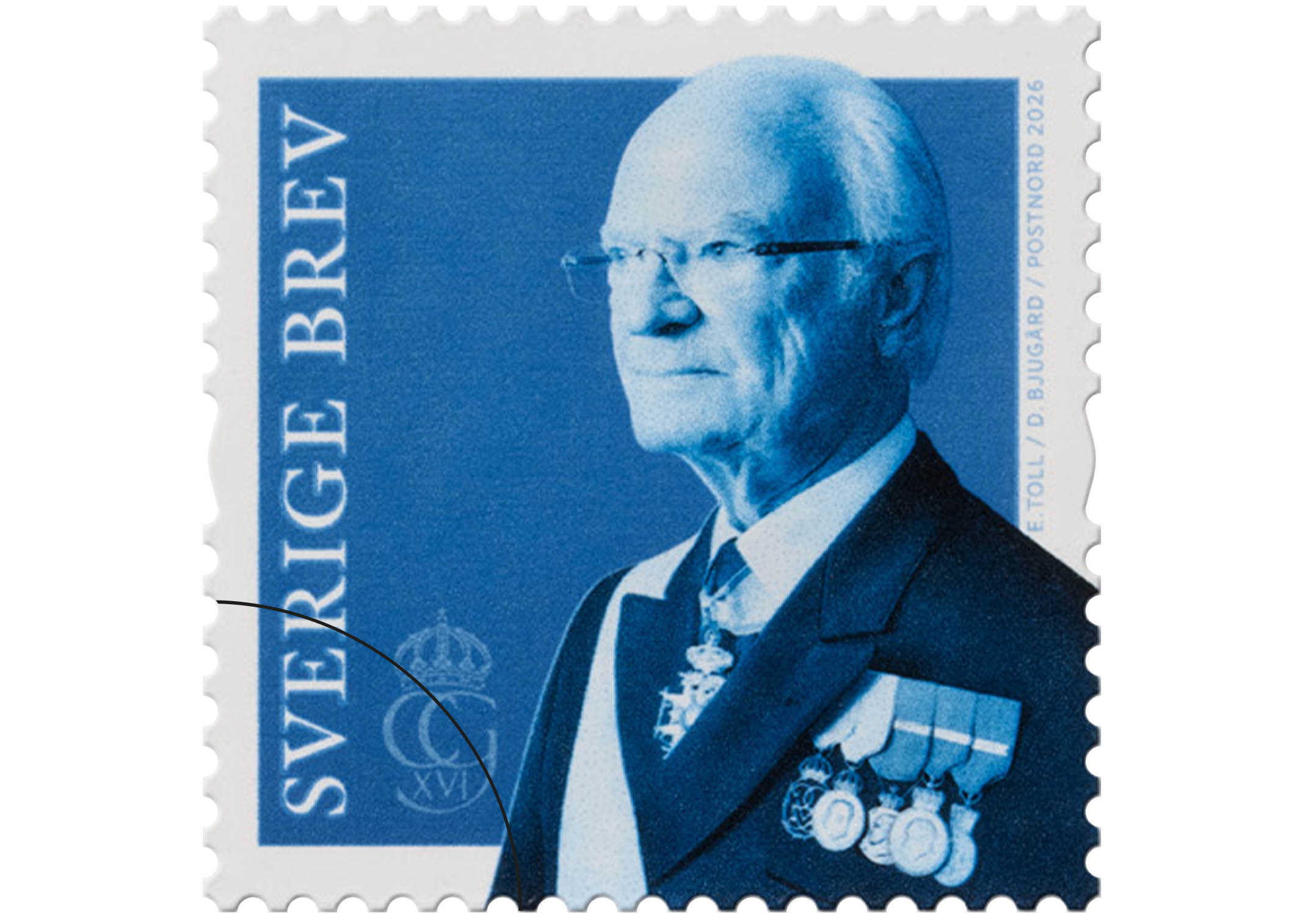 Rullfrimärke med motiv av Kung XVI Gustaf.
